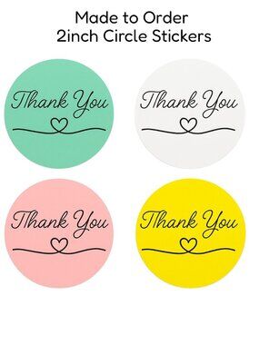 200 Thank You Stickers 2x2 Inch Round Matte Finish Weatherproof Reseller Labels